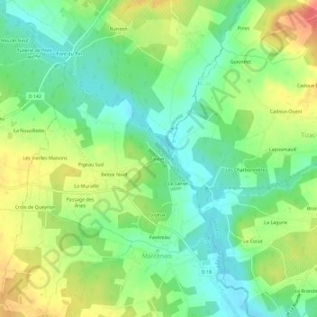 Carte topographique Vinet, altitude, relief