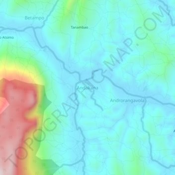 Carte topographique Andakana, altitude, relief