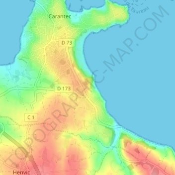 Carte topographique Kerliezec, altitude, relief