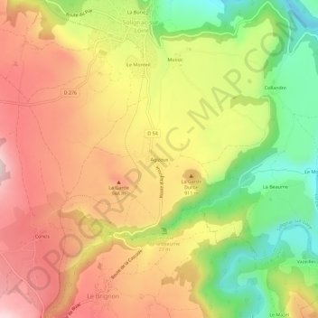 Carte topographique Agizoux, altitude, relief