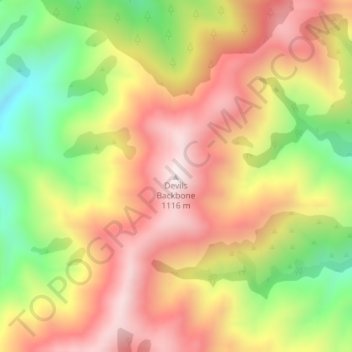 Carte topographique Devils Backbone, altitude, relief