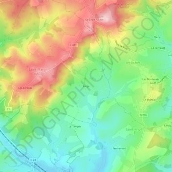 Carte topographique Forge, altitude, relief