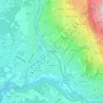 Carte topographique Champ Molliaz, altitude, relief