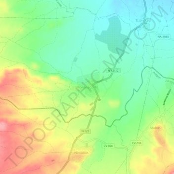 Carte topographique Monteagudo, altitude, relief