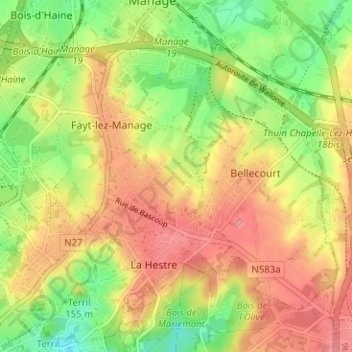 Carte topographique La Basse Hestre, altitude, relief