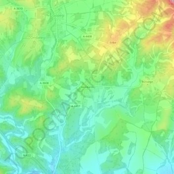 Carte topographique Berrícano, altitude, relief