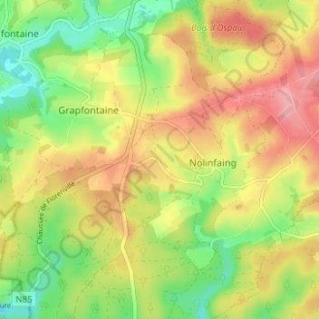 Carte topographique Hosseuse, altitude, relief