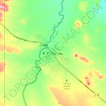 Carte topographique Metemma, altitude, relief