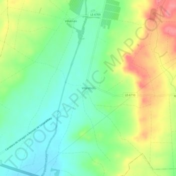 Carte topographique Villalebrín, altitude, relief