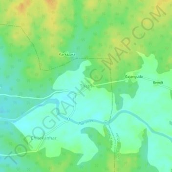 Carte topographique Thatri, altitude, relief