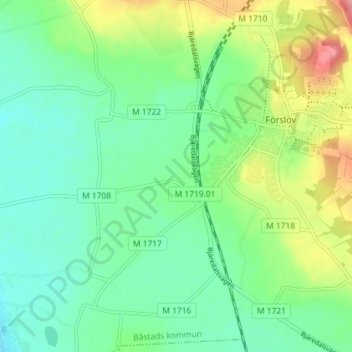 Carte topographique Slammarp, altitude, relief