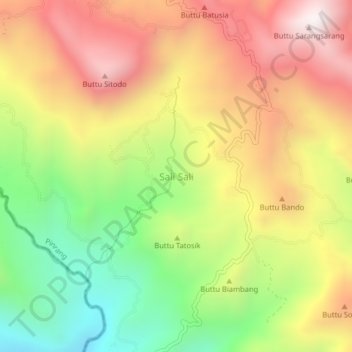Carte topographique Sali Sali, altitude, relief
