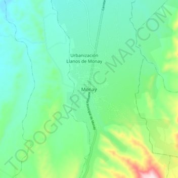 Carte topographique Monay, altitude, relief