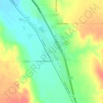 Carte topographique Deer Trail, altitude, relief