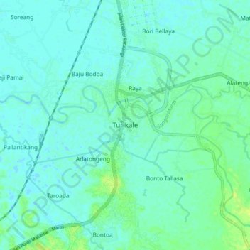 Carte topographique Turikale, altitude, relief