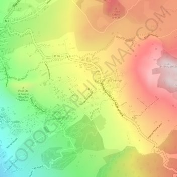 Carte topographique Piton Goyave, altitude, relief
