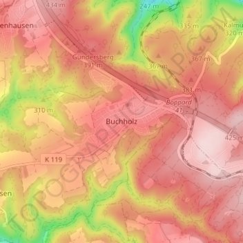 Carte topographique Buchholz, altitude, relief