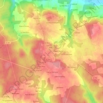 Carte topographique Lann er Vein, altitude, relief