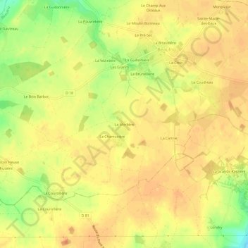 Carte topographique La Morlière, altitude, relief
