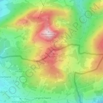 Carte topographique Pfeifferberg, altitude, relief