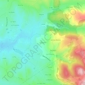 Carte topographique La Cipière, altitude, relief