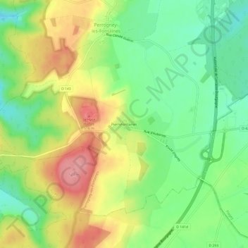 Carte topographique Pierrefontaines, altitude, relief