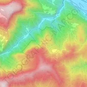 Carte topographique Motrone, altitude, relief