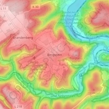 Carte topographique Bergstein, altitude, relief