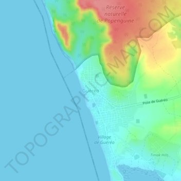 Carte topographique Guéréo, altitude, relief