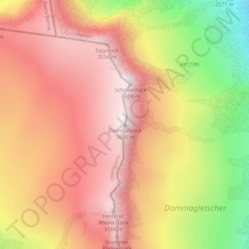 Carte topographique Dammastock, altitude, relief