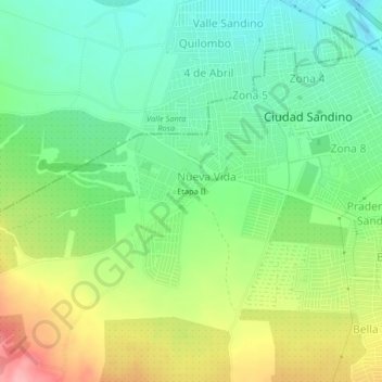Carte topographique Etapa II, altitude, relief