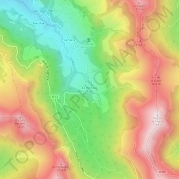 Carte topographique Le Pont des Eaux, altitude, relief