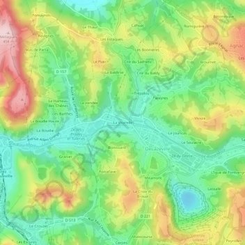 Carte topographique La Vitarelle, altitude, relief