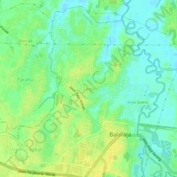 Carte topographique Saga, altitude, relief