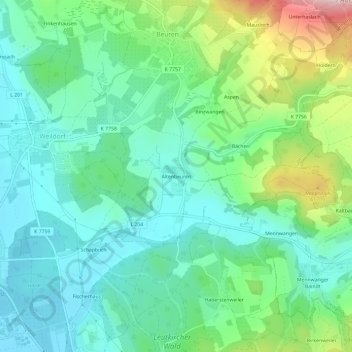 Carte topographique Altenbeuren, altitude, relief