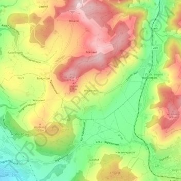 Carte topographique Wikartswil, altitude, relief