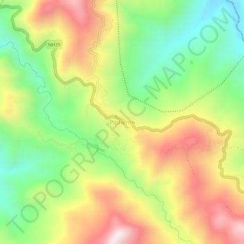 Carte topographique Piphema, altitude, relief