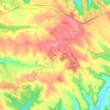 Carte topographique Caux, altitude, relief