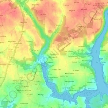 Carte topographique Saint-Roch, altitude, relief