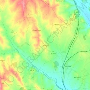 Carte topographique Soudos, altitude, relief