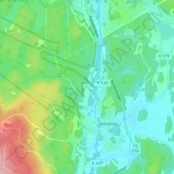 Carte topographique Norra Rödhult, altitude, relief