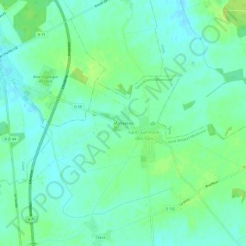 Carte topographique Montereau, altitude, relief