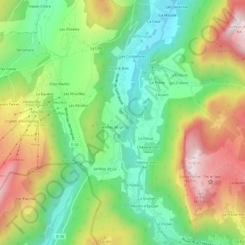 Carte topographique Sur le Saix, altitude, relief