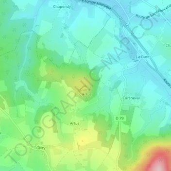 Carte topographique Corne d'Artus, altitude, relief