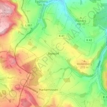 Carte topographique Bentorf, altitude, relief