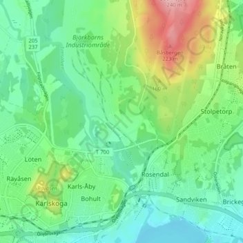 Carte topographique Björkborn, altitude, relief