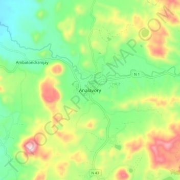 Carte topographique Analavory, altitude, relief