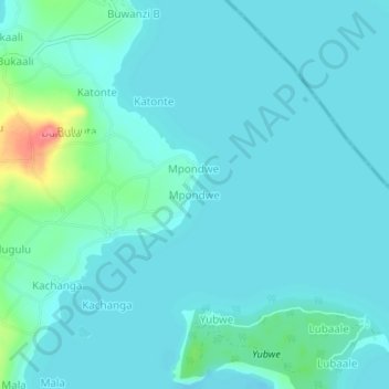 Carte topographique Mpondwe, altitude, relief