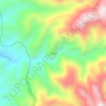 Carte topographique Omu, altitude, relief