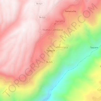 Carte topographique Tapaque, altitude, relief